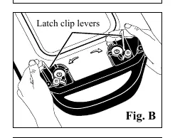 Pulling latch clips back to secure the handle.