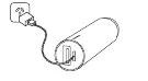 Diagram showing how to connect the power bank to a wall charger.