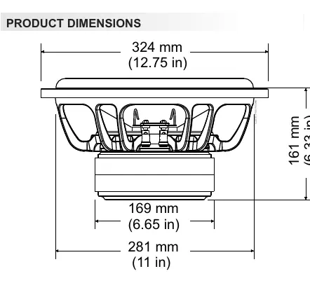 Product dimensions diagram