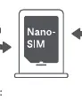 SIM card tray insertion diagram.
