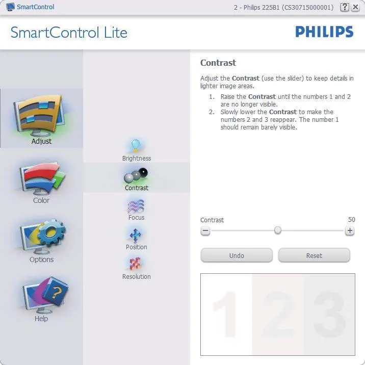 SmartControl Lite Contrast adjustment