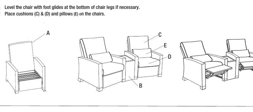 Placing cushions and operating the recliner