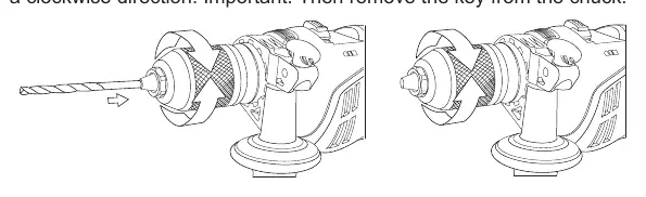 Inserting the drill bit into the chuck.