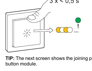 Pairing the device by pressing the button three times.