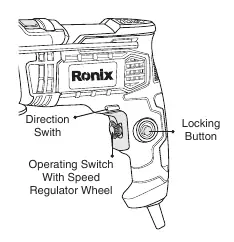 Diagram of the switch and lock button.