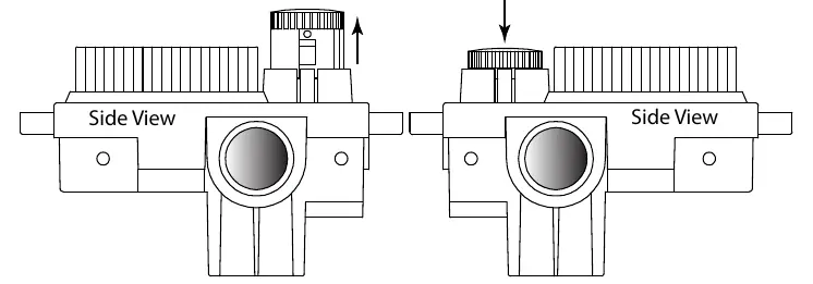 Red knob positions for ON and OFF.