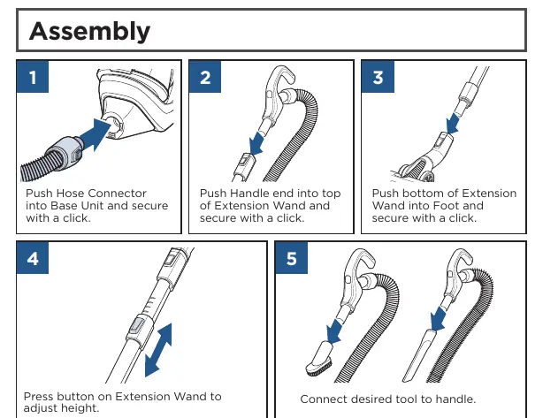Assembly steps for the vacuum components.