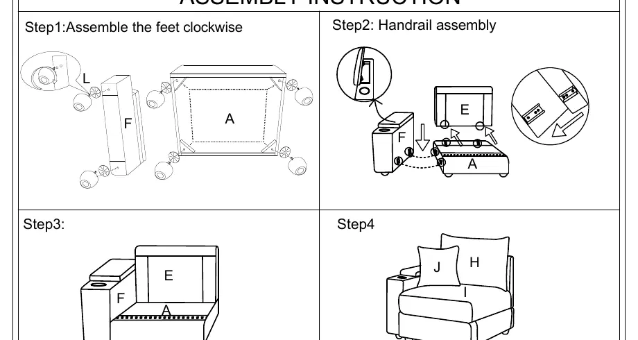 Assembly steps for the Left Armrest module (2231-L)