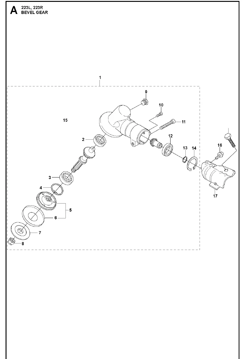 Bevel gear assembly diagram