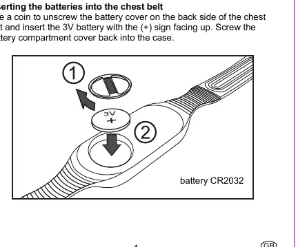 Inserting the battery into the chest belt