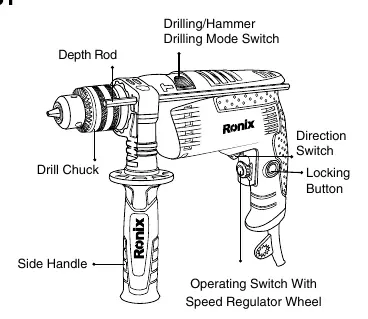 Part List diagram showing the drill components