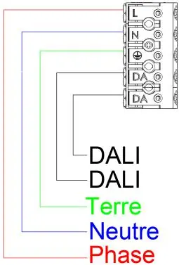 Wiring diagram for power and DALI connections