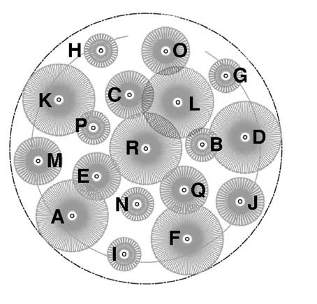 Top view diagram of the pendant light configuration.