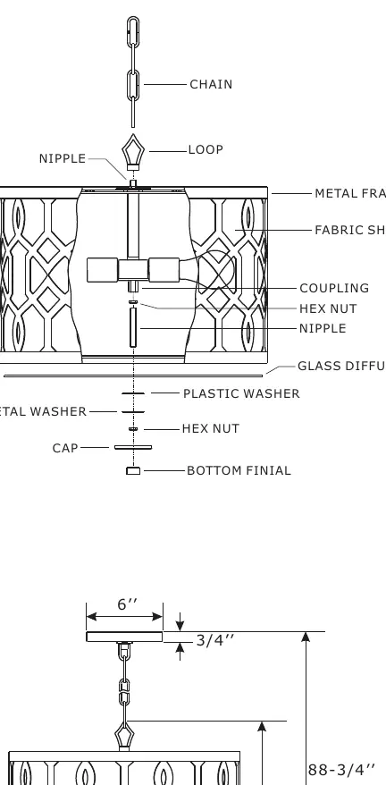 Assembly diagram showing the fixture components and installation order.