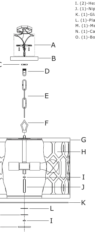 Exploded view of the fixture parts.