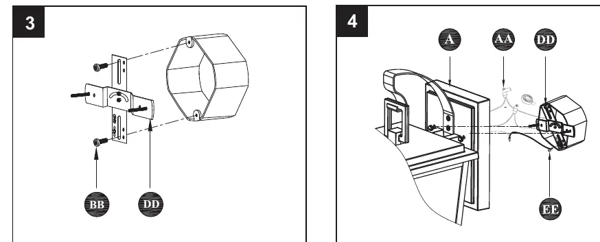 Steps 3-4: Mounting the crossbar and connecting wires.