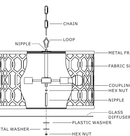 Assembly diagram showing the fixture components and installation order.