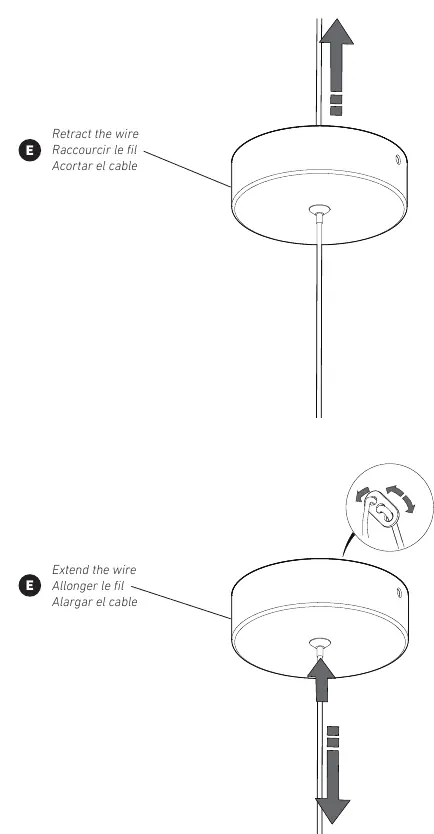 Height adjustment mechanism for the pendant wire.