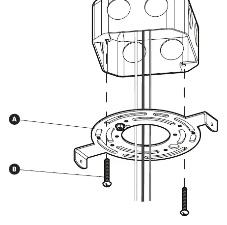 Mounting bracket installation to the junction box.