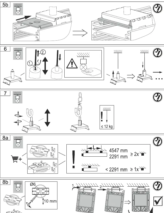 Mounting steps 5b through 8b