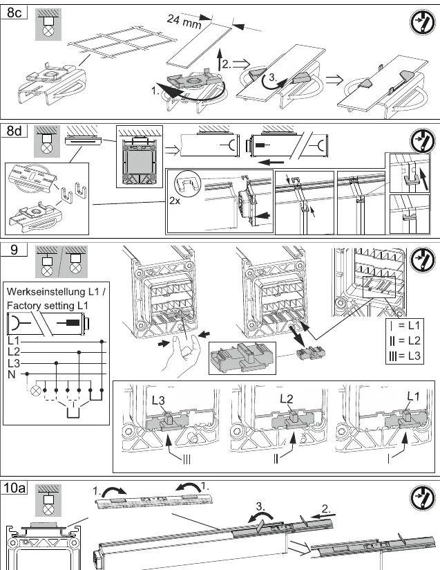 Mounting steps 8c through 10a