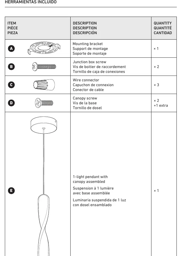 Included hardware components