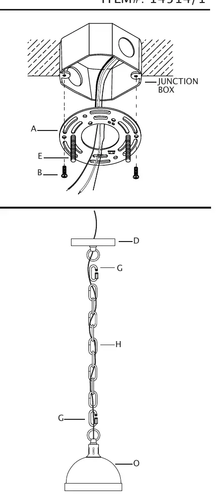 Mounting bracket and chain assembly diagram