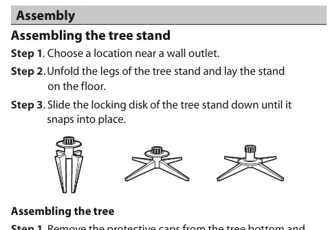 Tree stand and section assembly steps