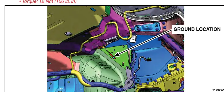Ground location for harness repair