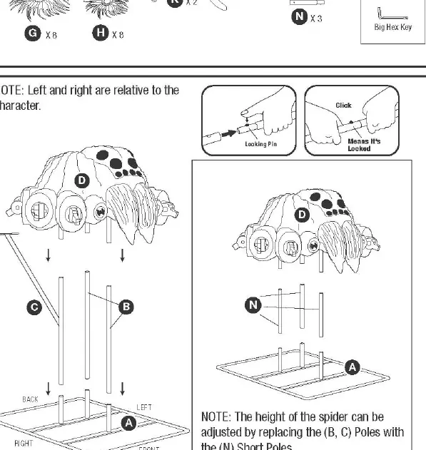 Assembly diagram for base and poles