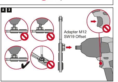 Tool setup with M12 Adapter and SW19 Offset.