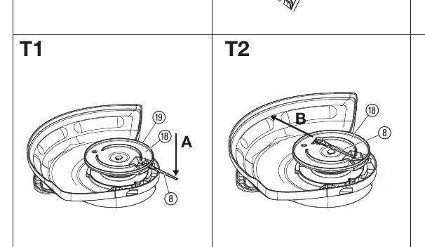 Replacing the plastic blade (T1, T2)