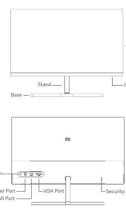 Monitor components and port layout