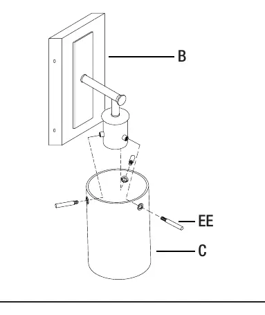 Securing the glass shade with thumbscrews.