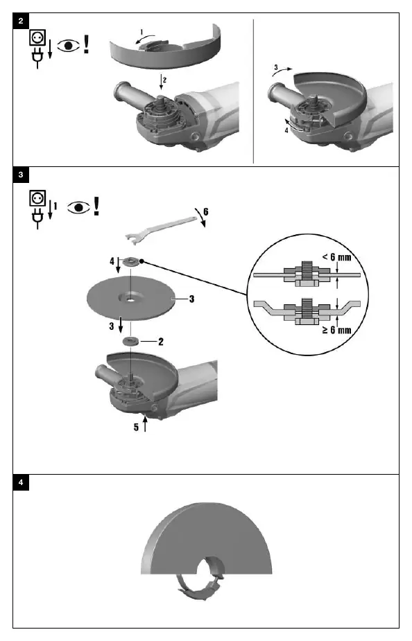 Assembly steps for guard and disc