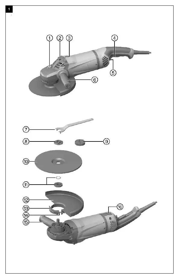 Product overview diagram showing numbered components.
