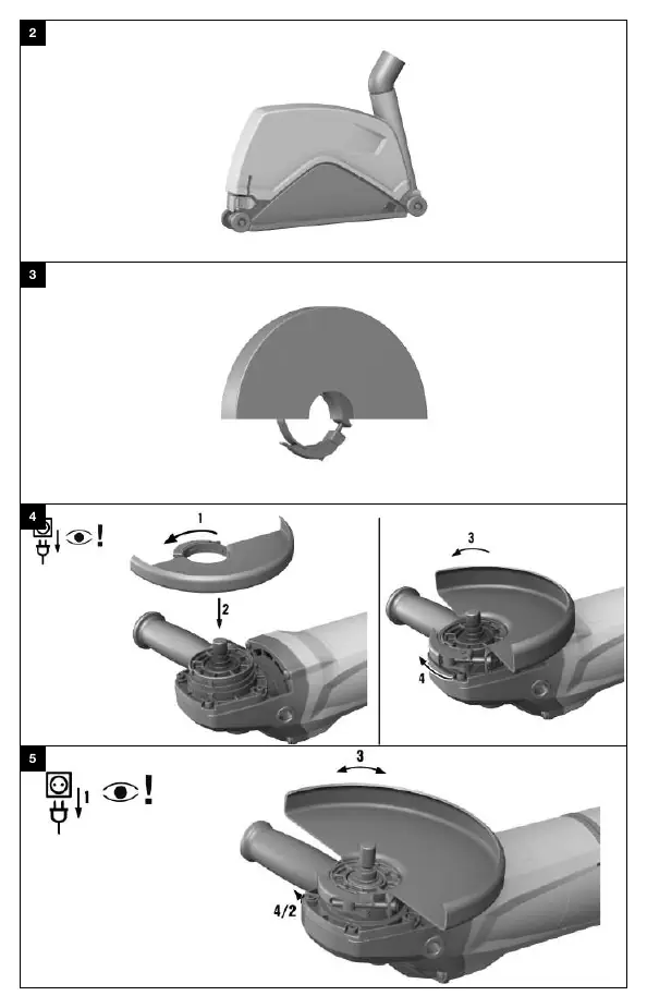 Guard mounting and adjustment steps.