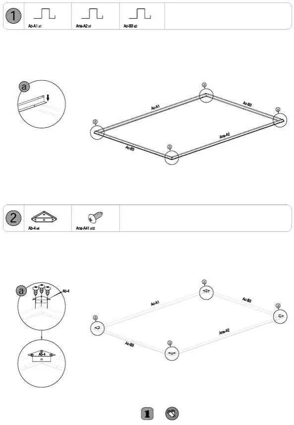 Step 1 and 2: Base frame assembly