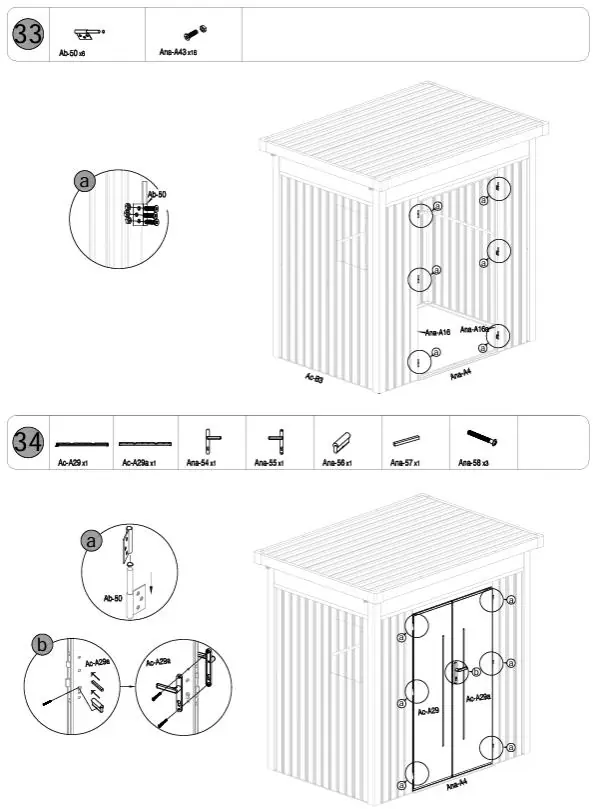 Step 33 and 34: Door installation
