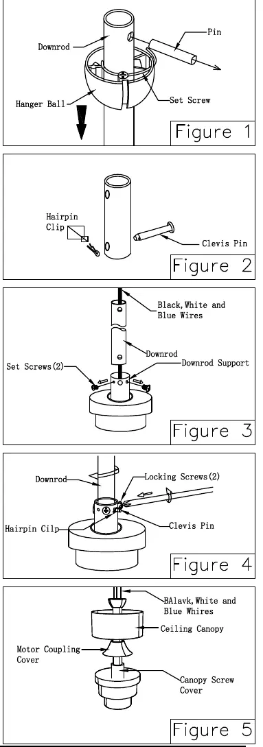 Downrod and motor assembly steps.