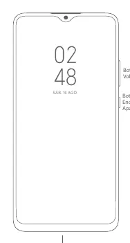 Redmi A2 device layout showing volume button, power button, and USB port.