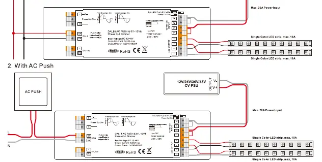 Wiring Diagram for DALI Bus and AC Push