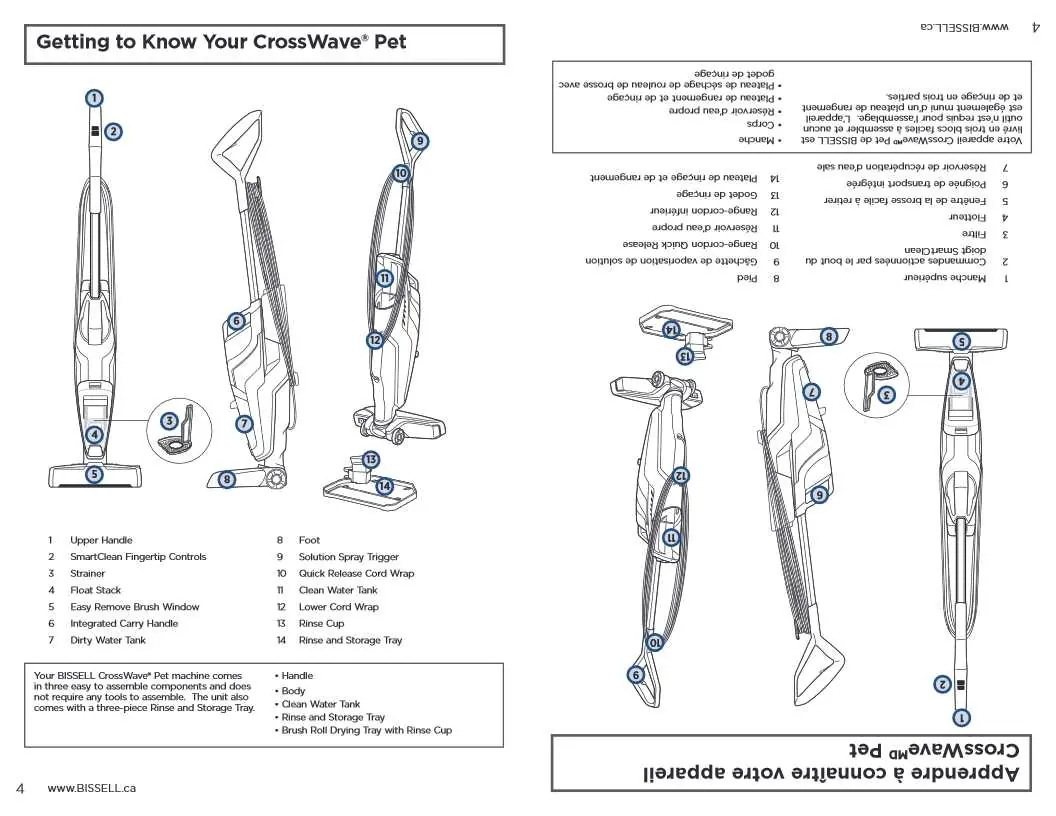 Parts diagram of the CrossWave Pet
