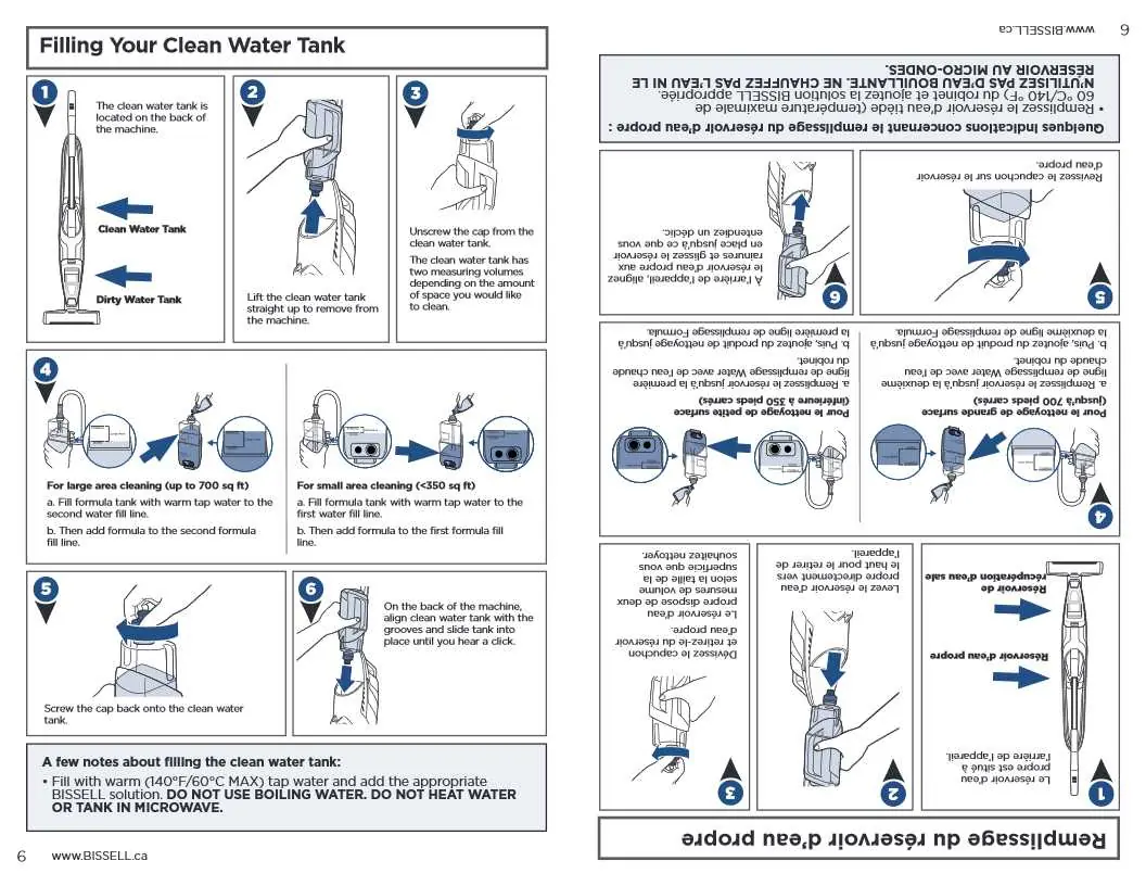 Filling the clean water tank