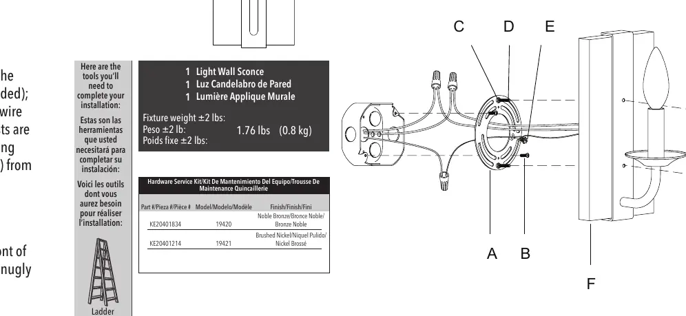 Exploded view of the mounting assembly and fixture components.