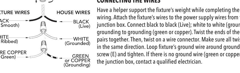 Wiring diagram showing connections for black, white, and ground wires.