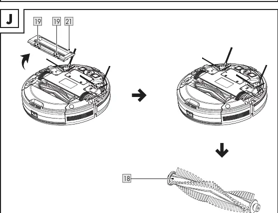 Cleaning the roller brush (Fig. J)