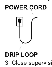 Drip loop diagram for power cord safety.