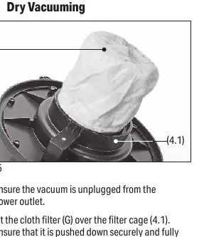 Installing the cloth filter