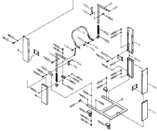 Lifting mechanism assembly diagram